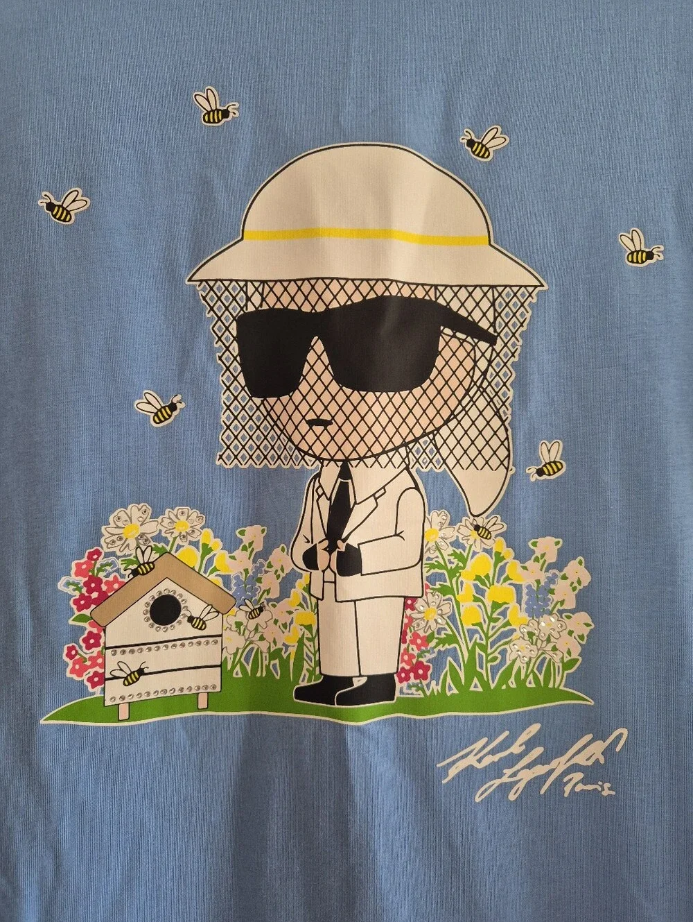 Karl Lagerfeld Paris Sky Blue Crewneck Tee, Size S